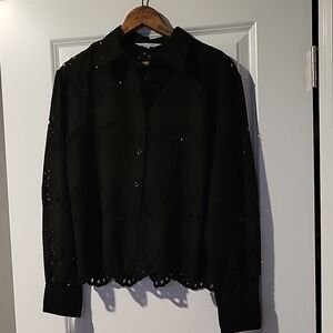 Adiva Black Eyelet Top